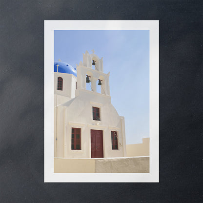 White church in Santorini poster