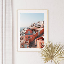 Load image into Gallery viewer, Framed print of Santorini houses
