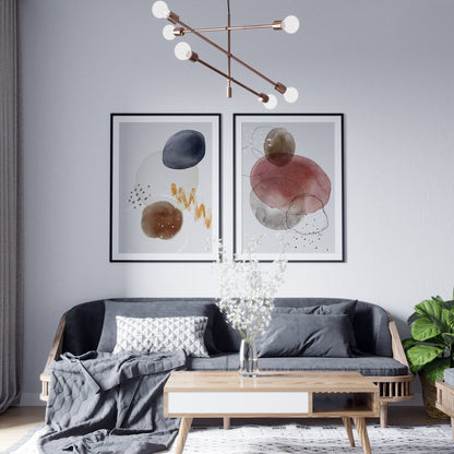 Watercolor Scandinavian artwork in a living room