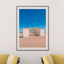 Load image into Gallery viewer, Coastal interior with framed print of surfboards
