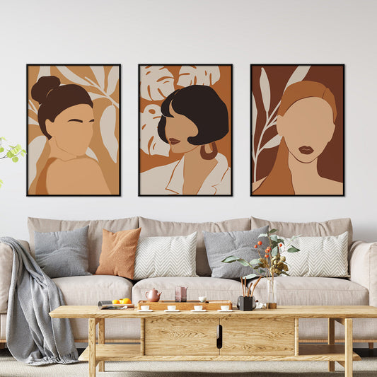 Set of 3 Boho Face Prints