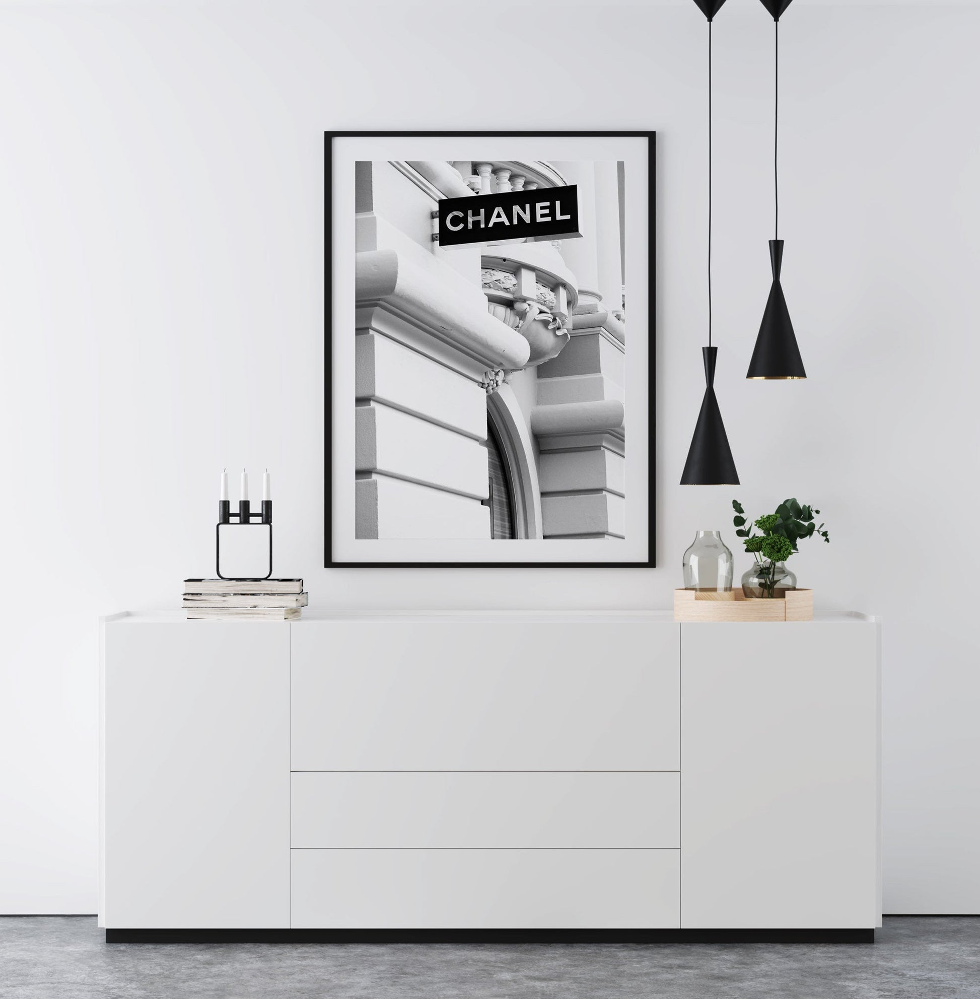 Black & white Chanel wall art