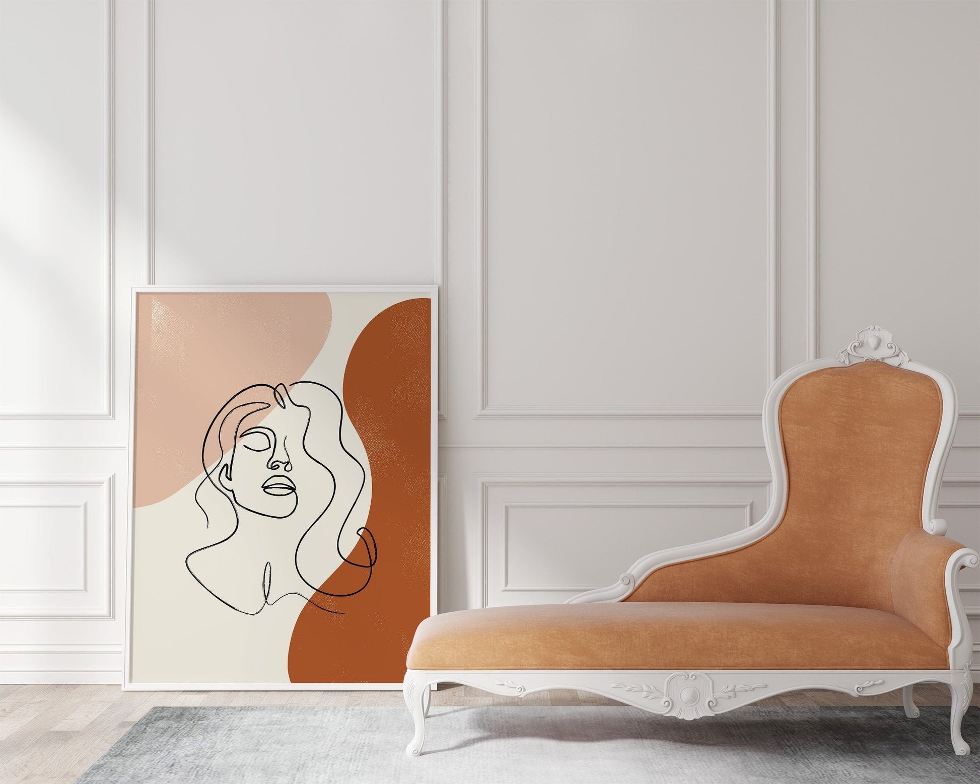 bohemian art print in orange and terracotta 