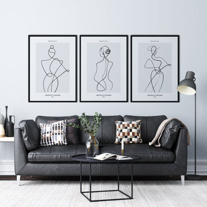 abstract figures set of 3 prints