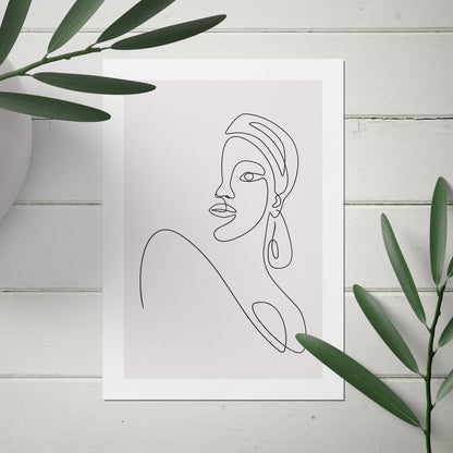 Figurative Single Line Face Print