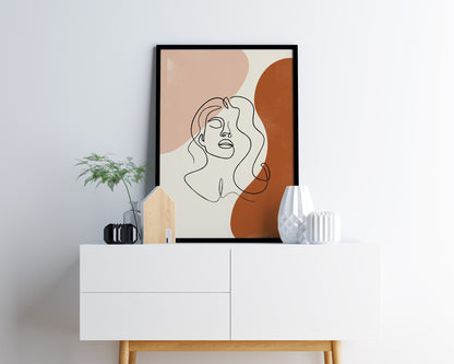 Orange and terracotta line art poster