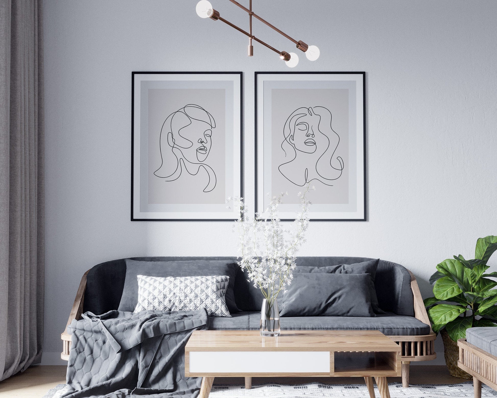 Set of 2 line art posters