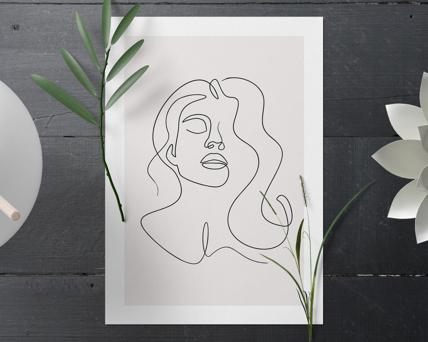 Flowing Hair Face Print