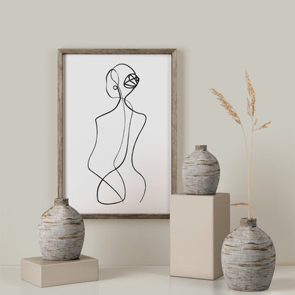 Pearl Earring Single Line Print
