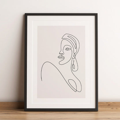 Figurative Single Line Face Print