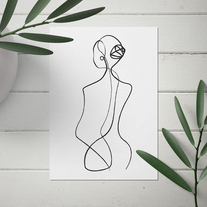 Pearl Earring Single Line Print