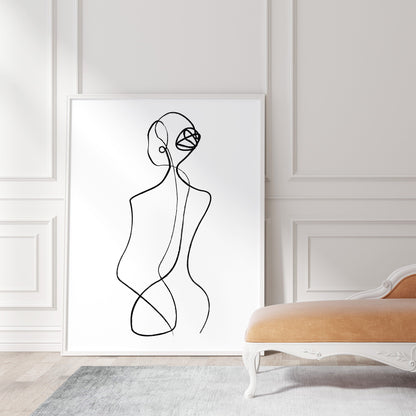 Pearl Earring Single Line Print