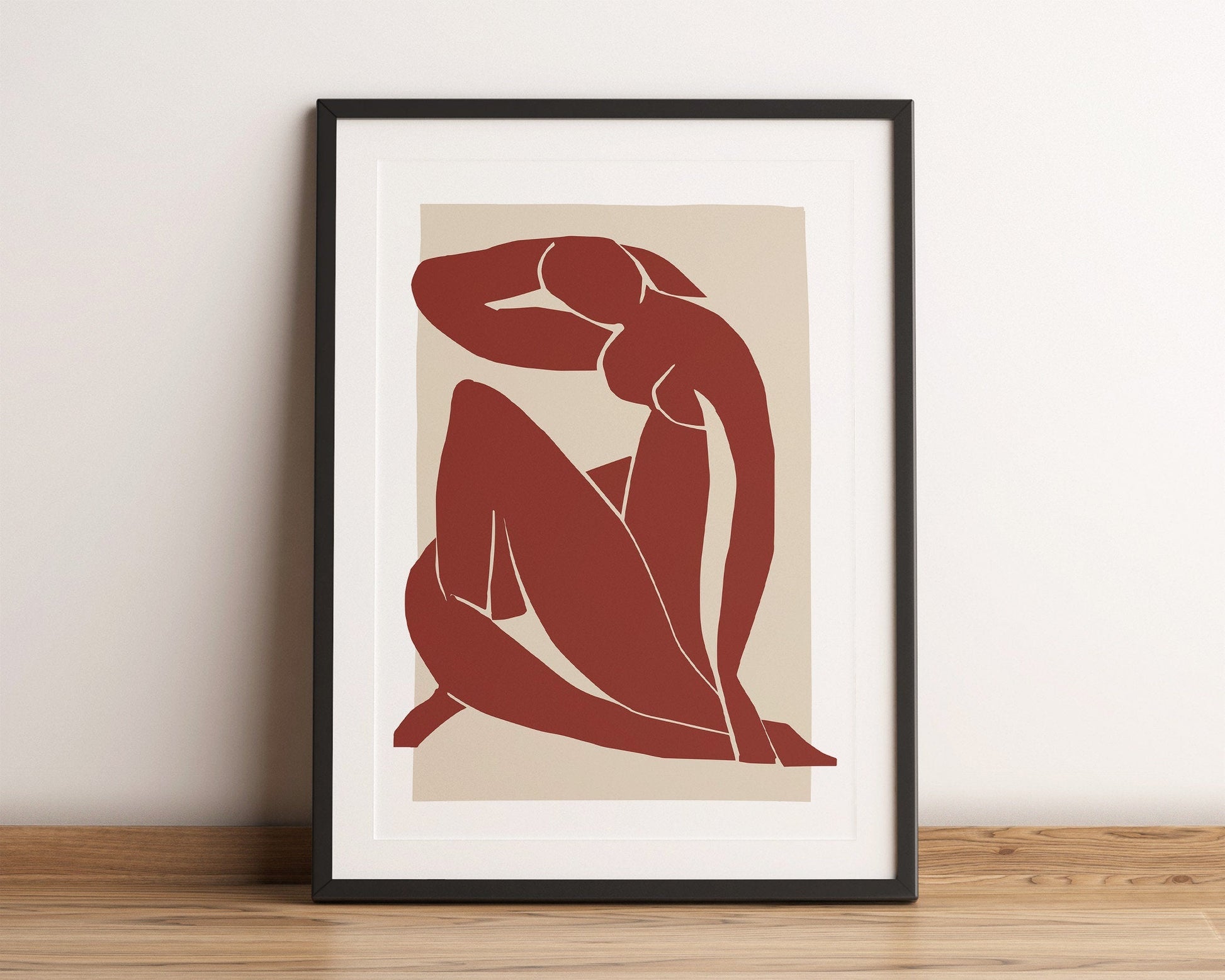 Abstract nude woman print in neutral earth tones