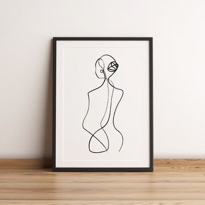 Pearl Earring Single Line Print