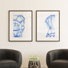 Load image into Gallery viewer, A set of 2 framed prints featuring nude men
