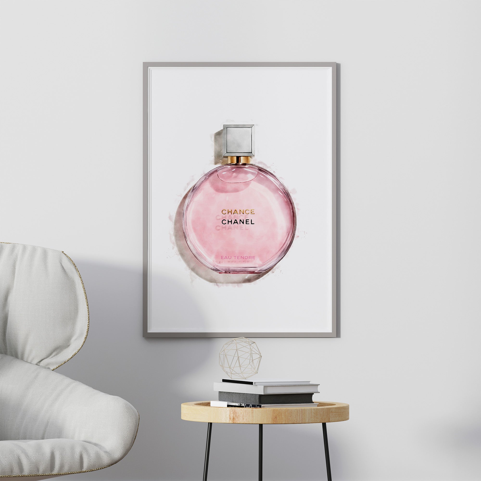 Fashion Floral Glam Perfume Bottle - Framed Print, Size: One Size