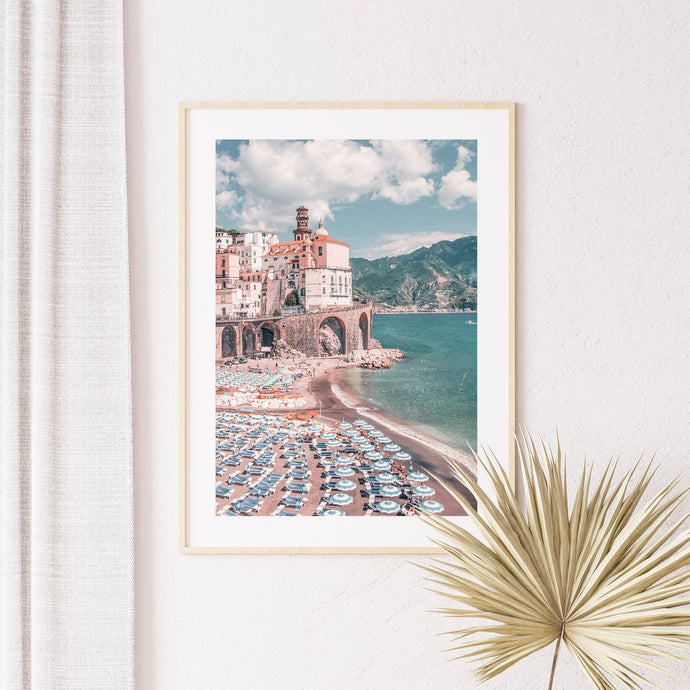 Amalfi Coast photography print in soft pastel colors