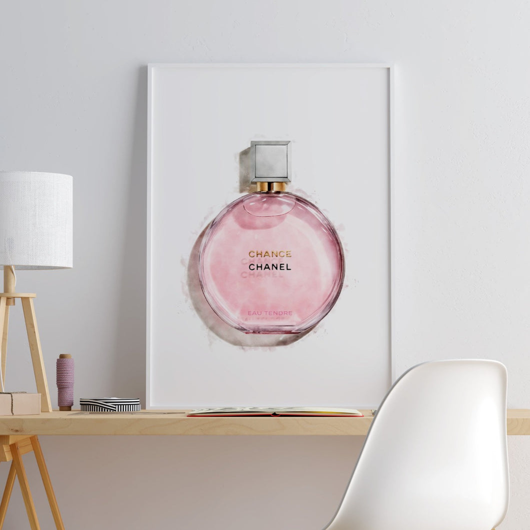 pink perfume bottle print