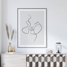 Load image into Gallery viewer, Almost kiss line art print
