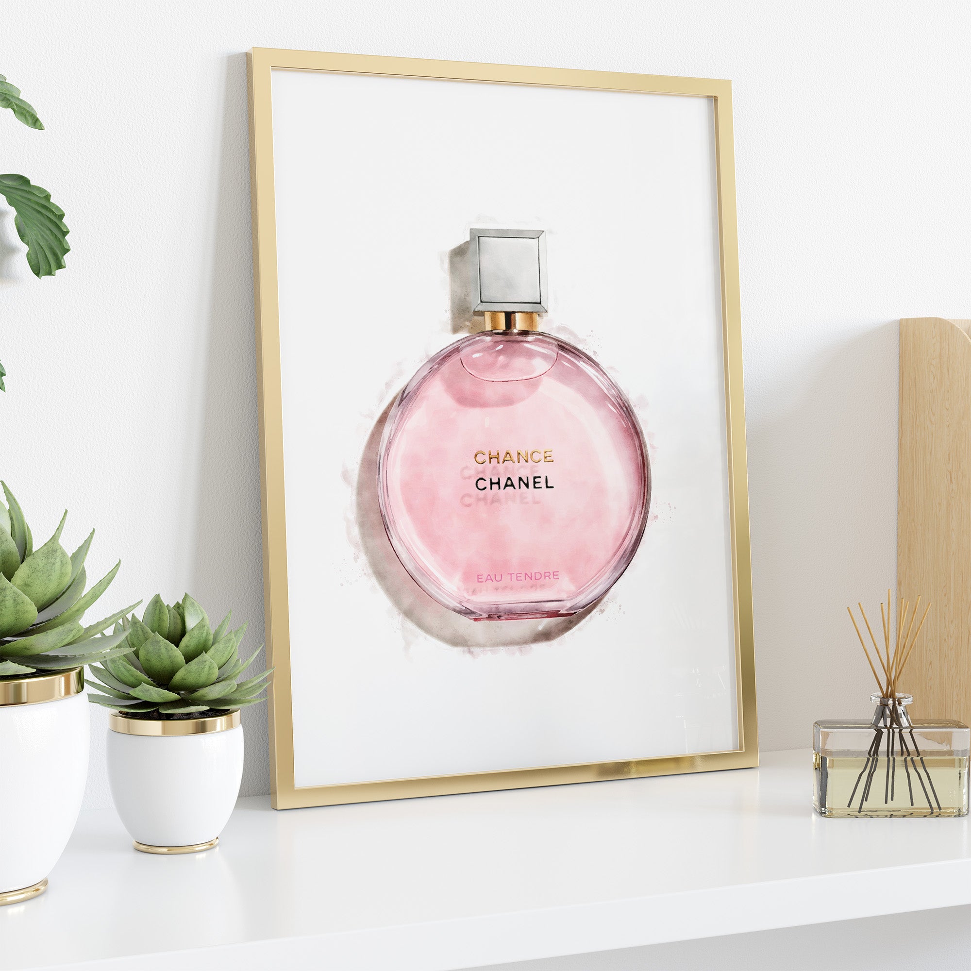 Pink Chanel perfume bottle poster