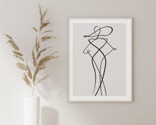 Load image into Gallery viewer, Single line art of a woman with hat
