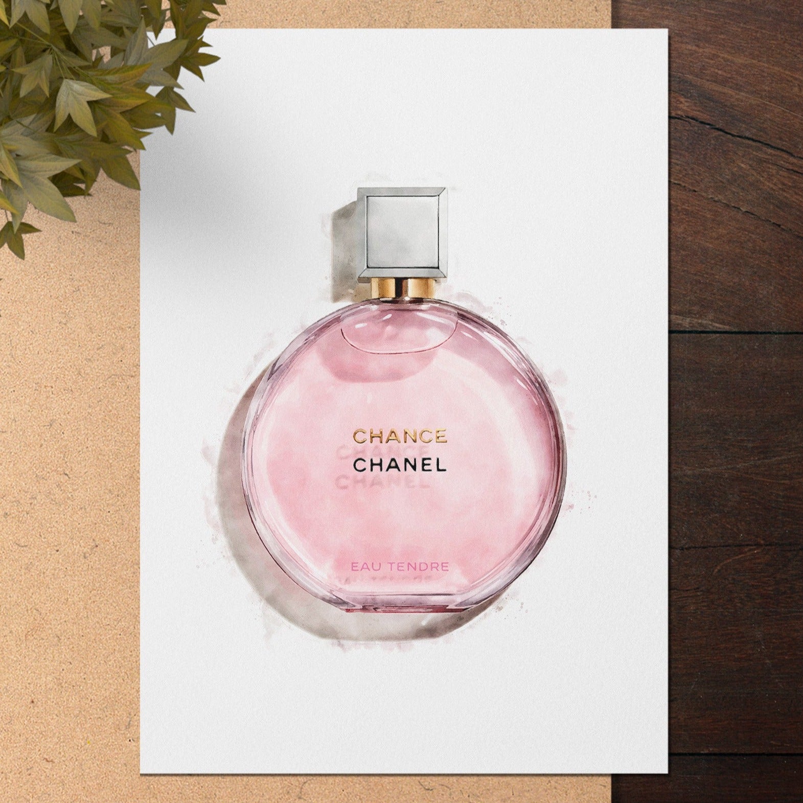 Pink Watercolour Perfume Bottle Print – TemproDesign