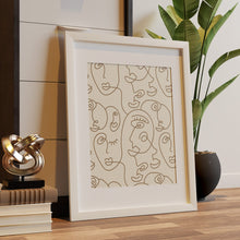 Load image into Gallery viewer, Beige Line Faces Print
