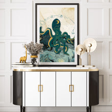 Load image into Gallery viewer, Mystical octopus print with celestial shapes
