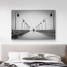 Load image into Gallery viewer, Black and white photography canvas print in bedroom
