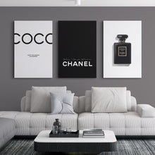 Load image into Gallery viewer, Coco Chanel set of 3 canvas prints
