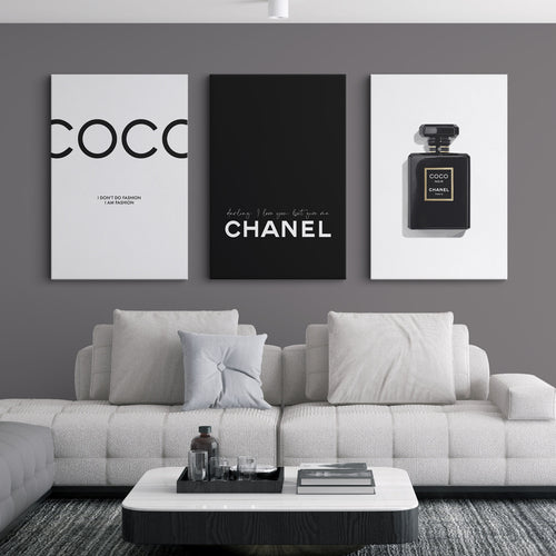 Coco Chanel set of 3 canvas prints