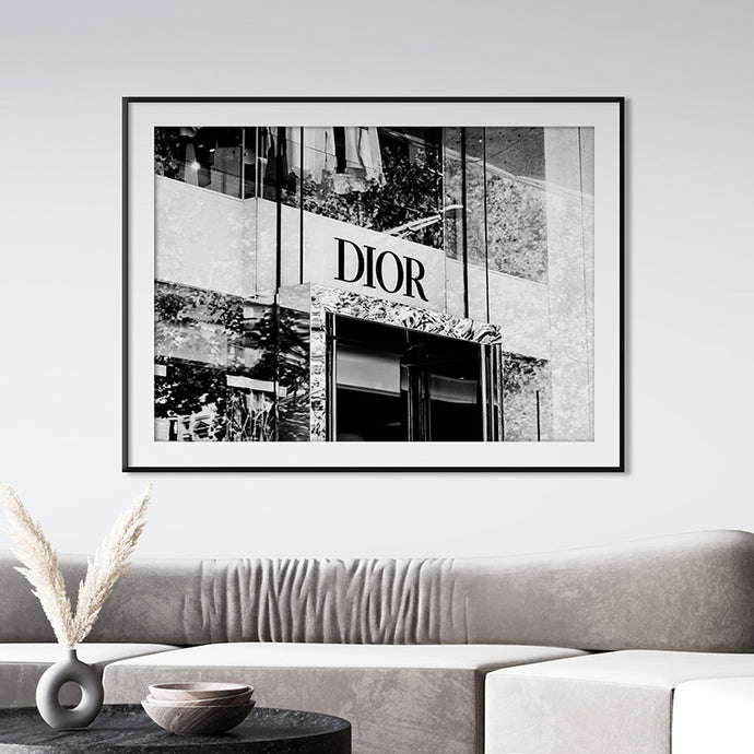 Dior photography print framed in modern living room