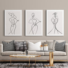 Load image into Gallery viewer, Set of 3 line art canvas prints
