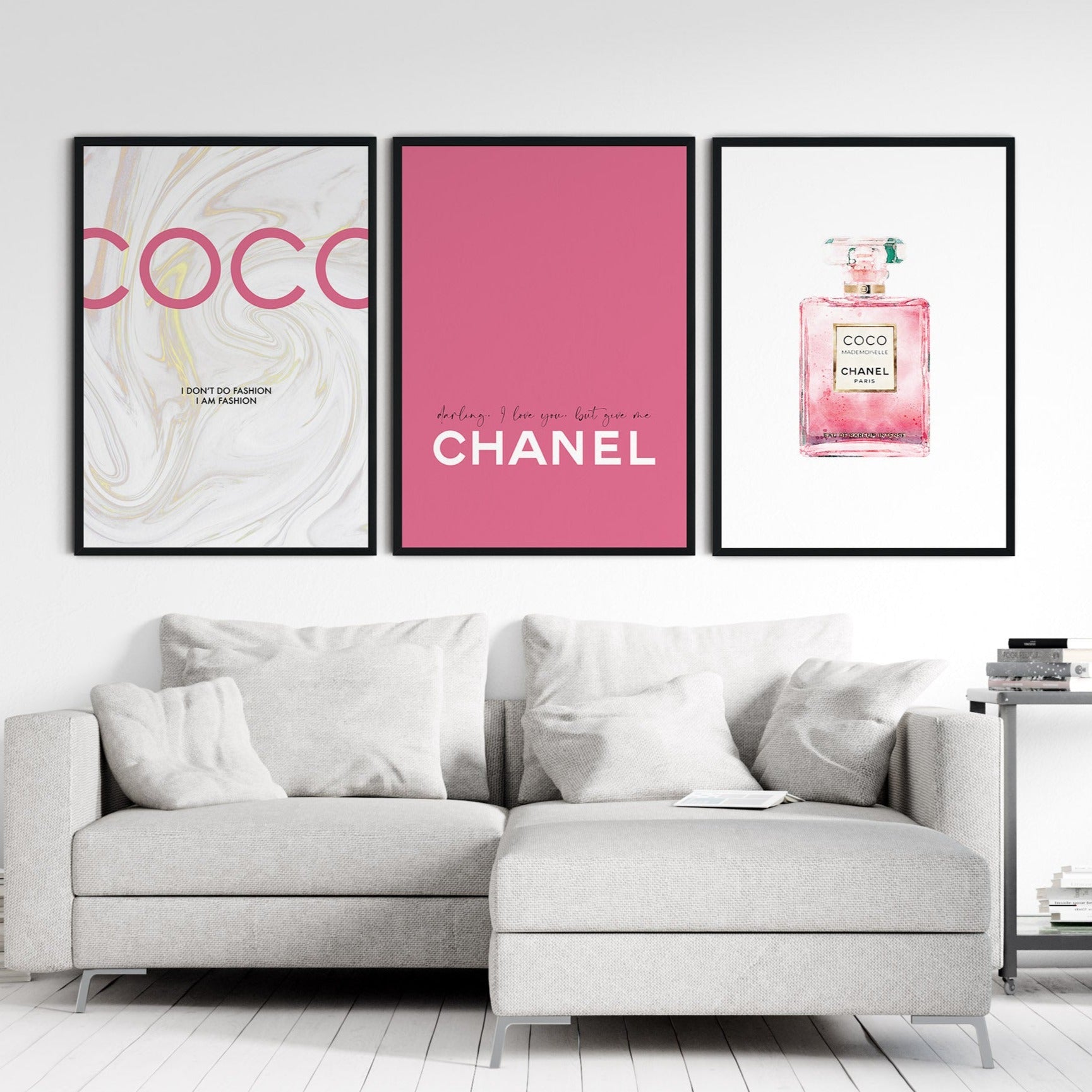 dior and chanel books decor set pink