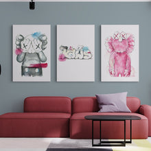 Load image into Gallery viewer, Set of 3 KAWS canvas prints
