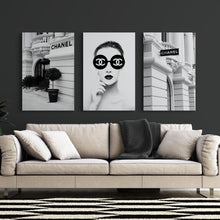 Load image into Gallery viewer, A set of 3 Chanel canvas wall art prints
