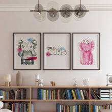 Load image into Gallery viewer, Set of 3 KAWS prints painted in watercolor
