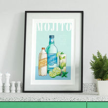Load image into Gallery viewer, Mojito cocktail poster framed in a kitchen
