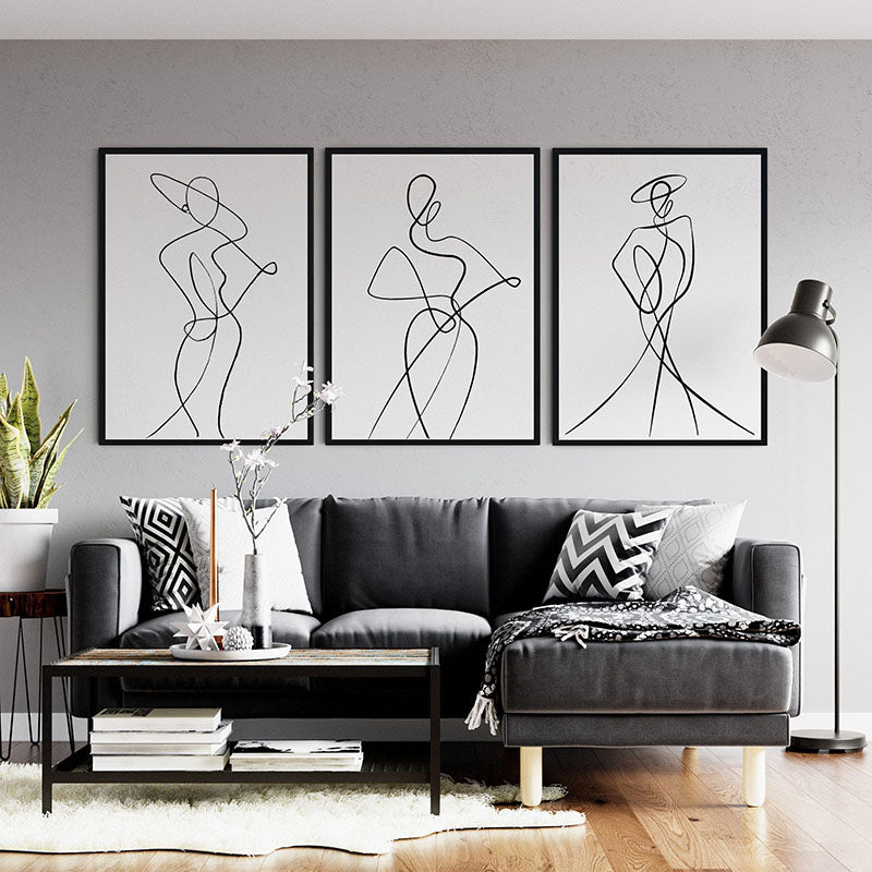 Set of 3 minimalist line art prints