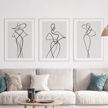 Load image into Gallery viewer, Set of 3 line art illustration posters
