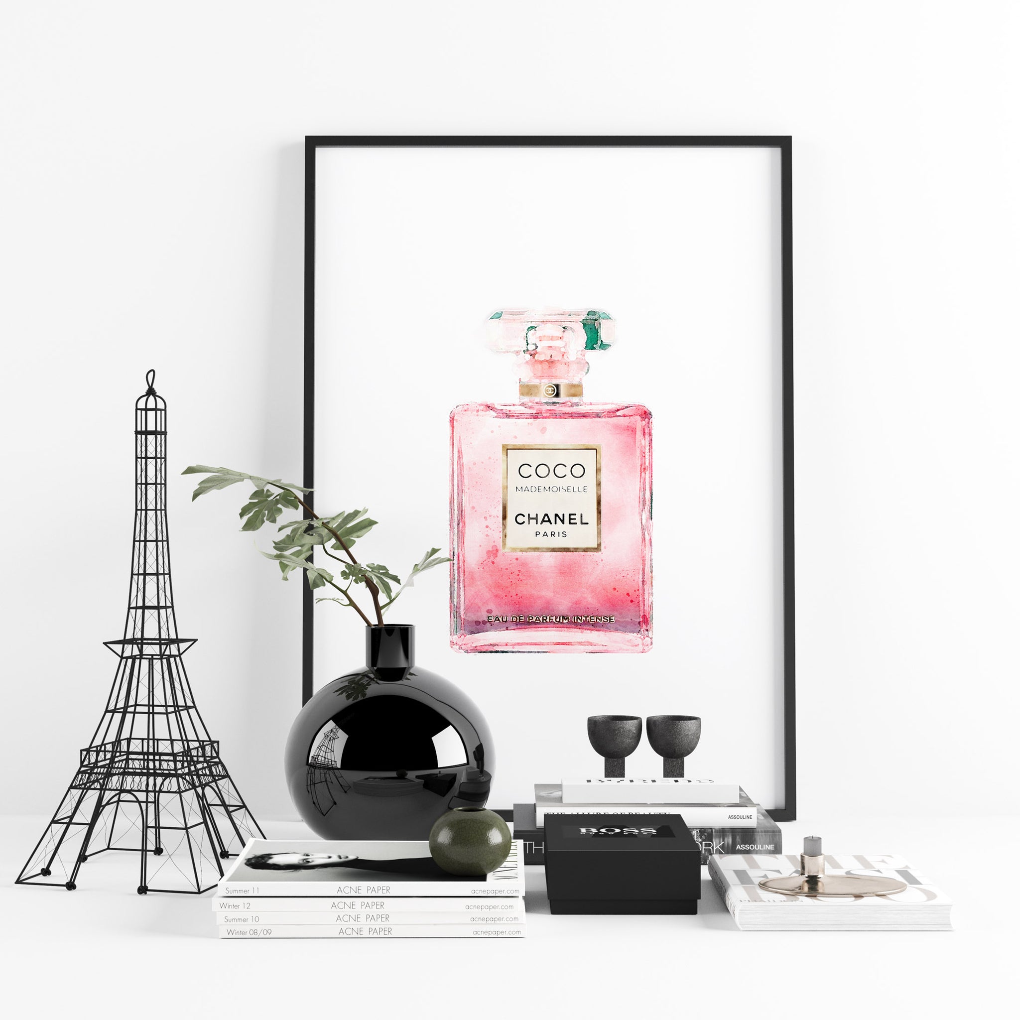 Set of 3 Pink Coco Prints  Chanel Perfume Bottle Print  TemproDesign