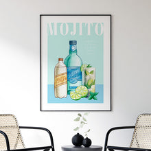 Load image into Gallery viewer, Mojito cocktail illustration framed in sitting room
