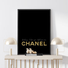 Load image into Gallery viewer, Coco Chanel quote poster in gold
