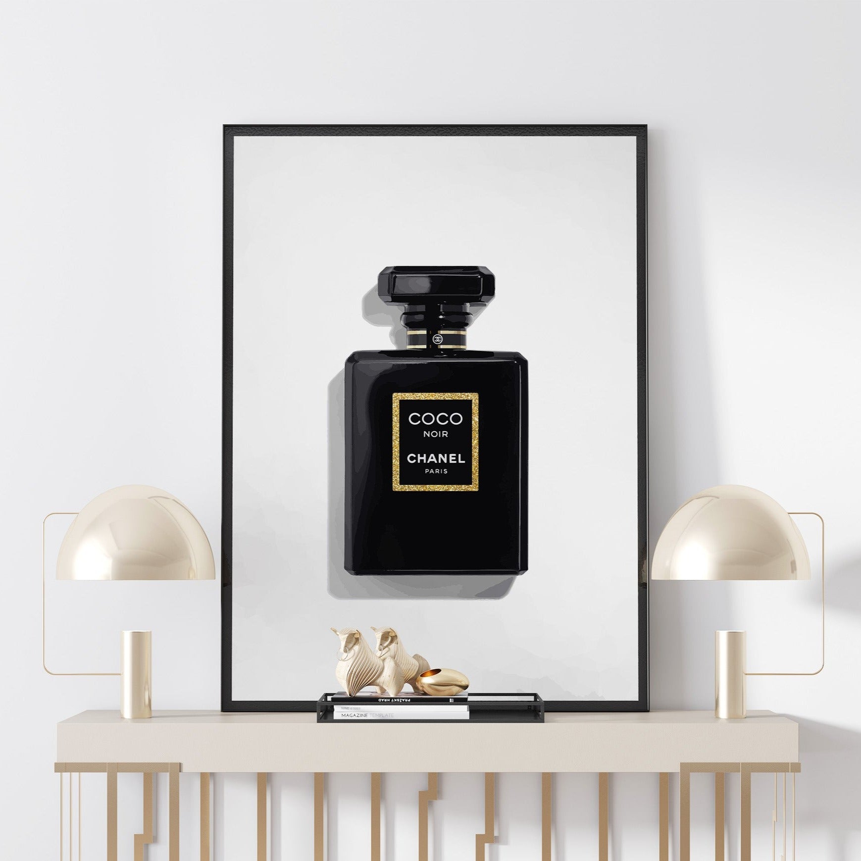 Gold Perfume Bottle Print, Chanel Coco Noir Perfume Poster