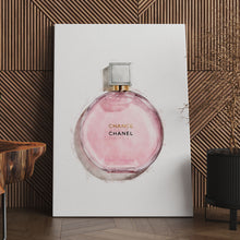 Load image into Gallery viewer, Wall art canvas featuring a Chanel perfume bottle in pink
