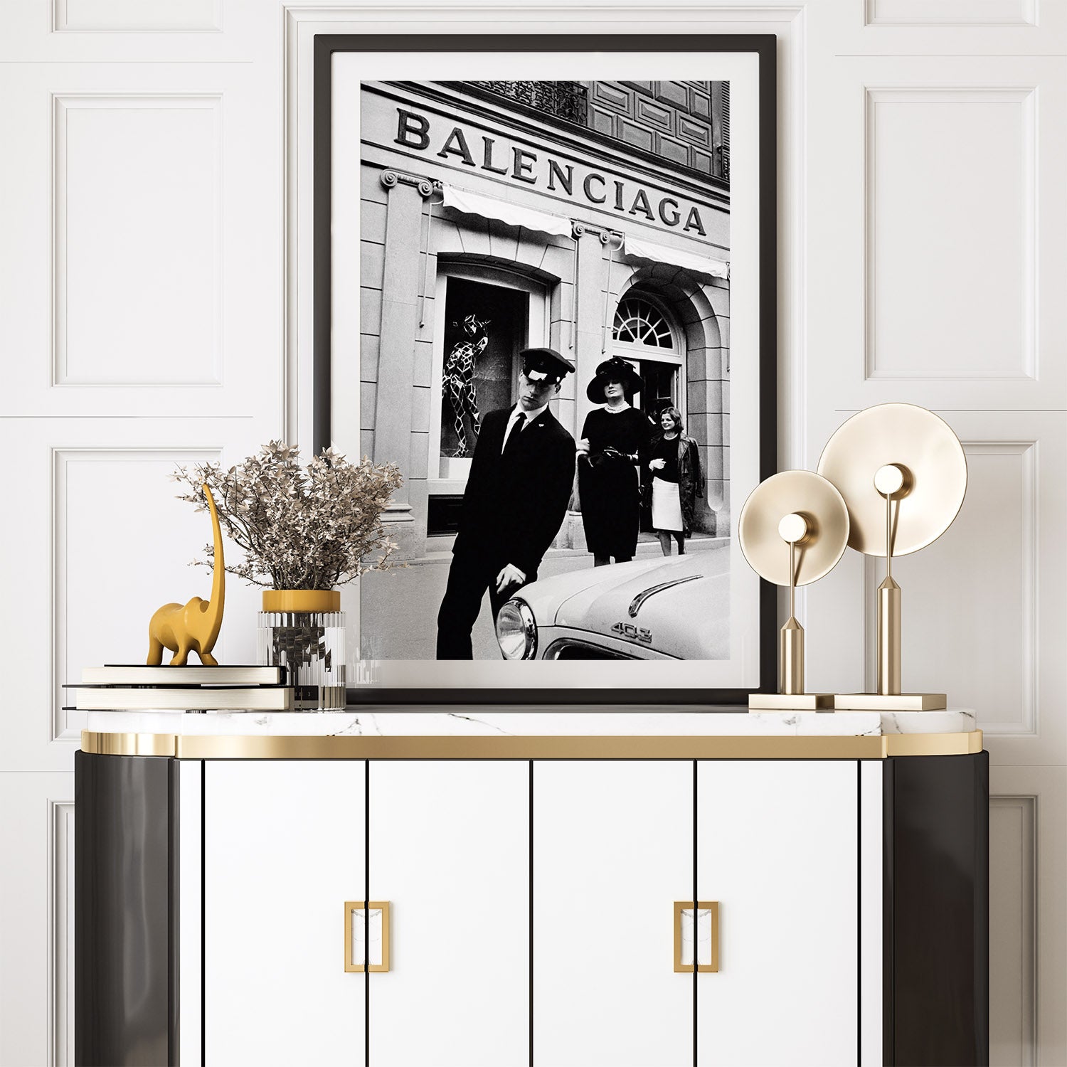 Vintage decor with 1960s Balenciaga poster