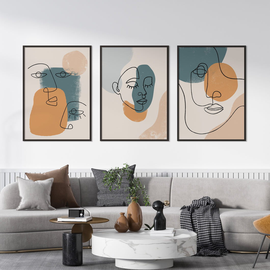 Set of 3 Abstract Face Prints