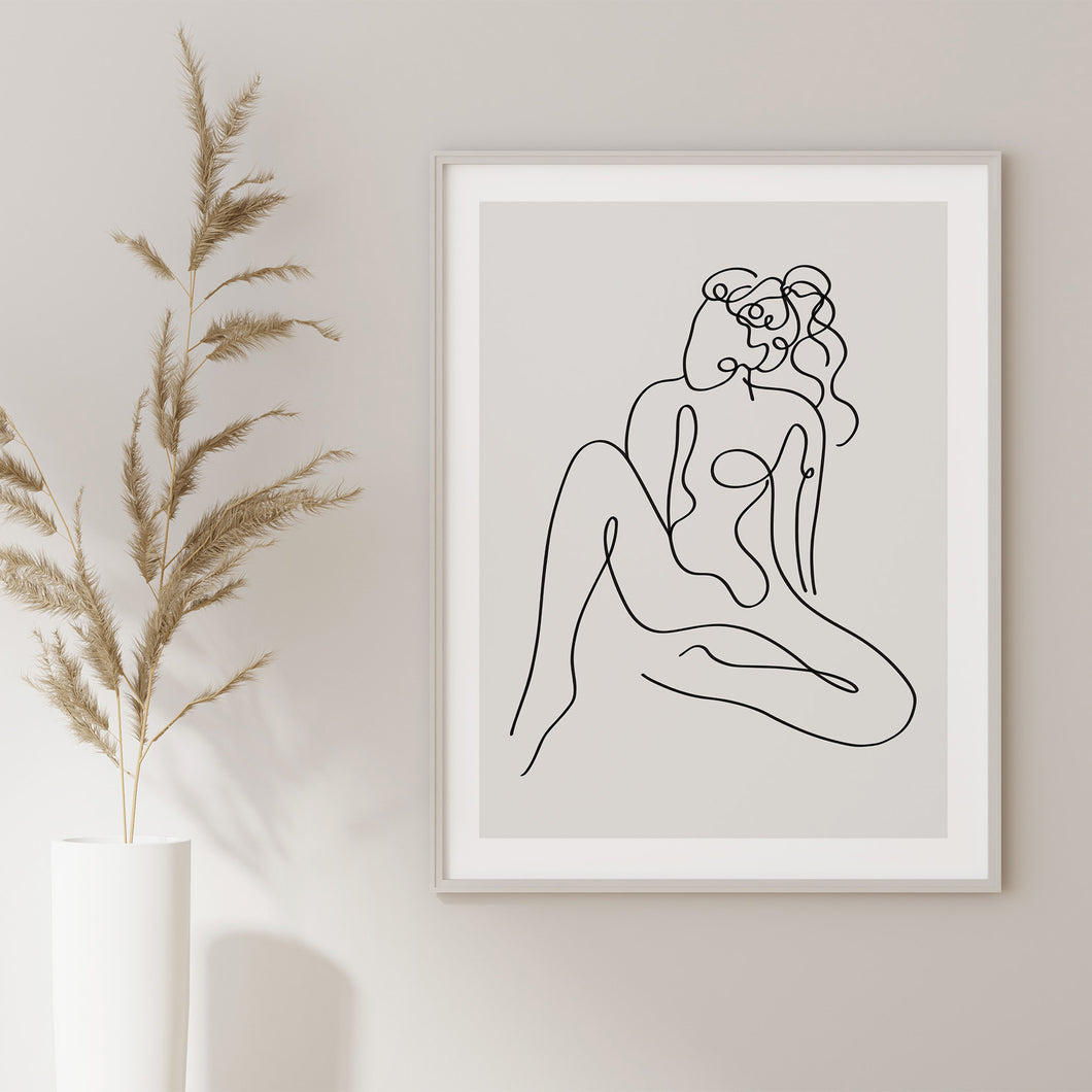 Nude woman line art illustration 