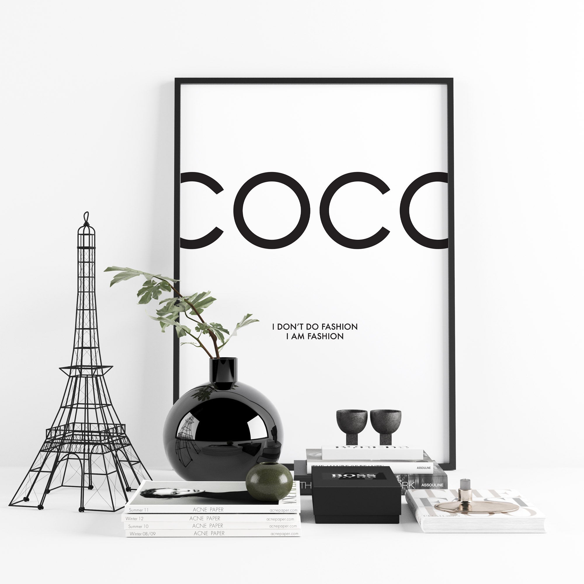Coco Chanel Quote Print, I am Fashion Poster