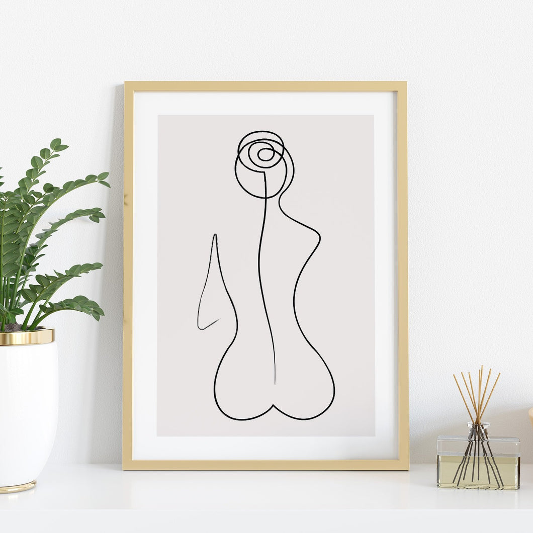 Nude Woman Line Art Print